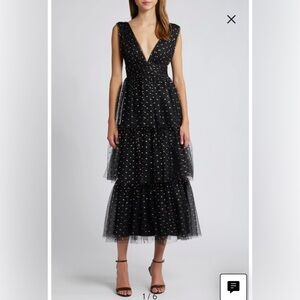 NWT- Lulus Metallic Tiered Tulle Midi Cocktail Dress, XL